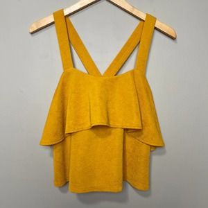 Madewell Ribbed Ruffle Float Flowy Tank Top Yellow S